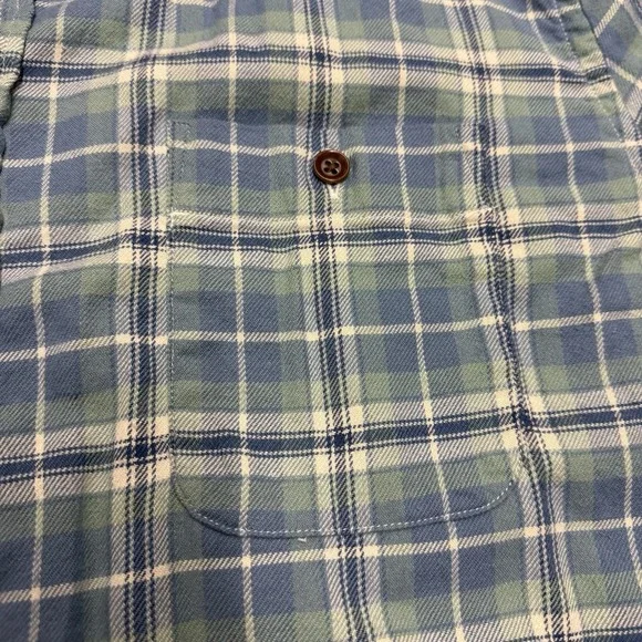 Faherty Shirt Men XL Blue Green Plaid Organic Cotton Flannel Button Summer Blend - Picture 3 of 10